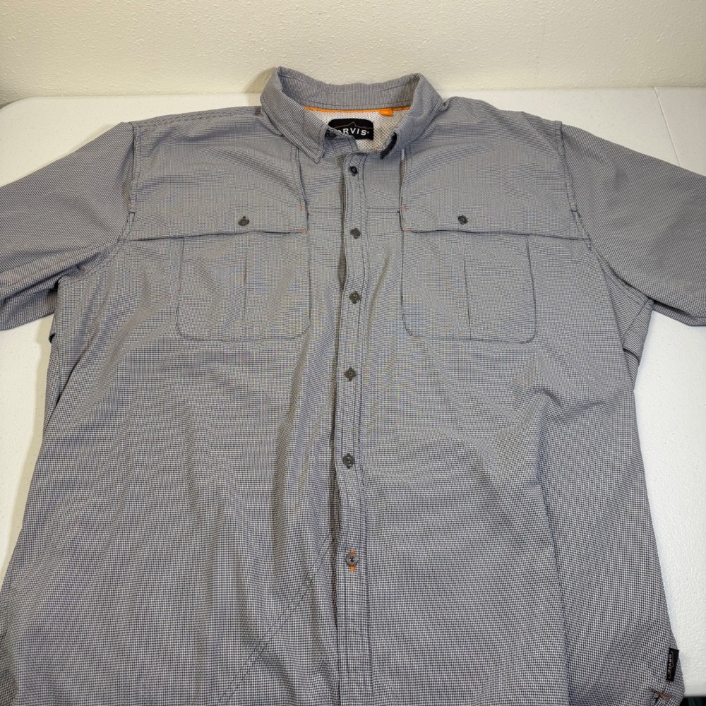 Orvis Mens Button Down Shirt Gridded Pattern Long Sleeve Casual Outdoor Size XXL